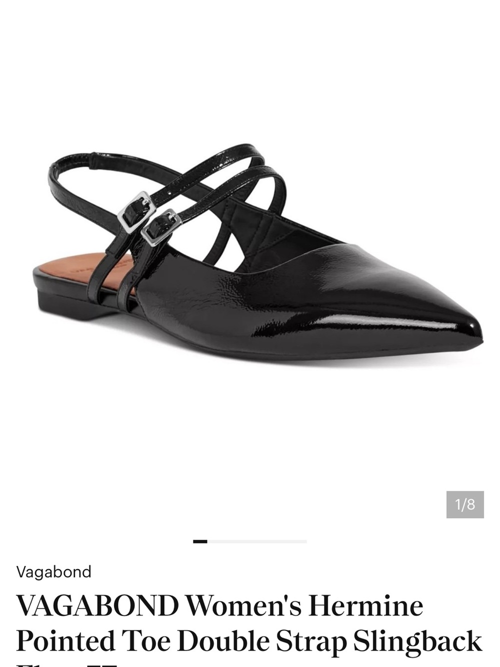 VAGABOND Women's Hermine
Pointed Toe Double Strap Slingback
Flats 39